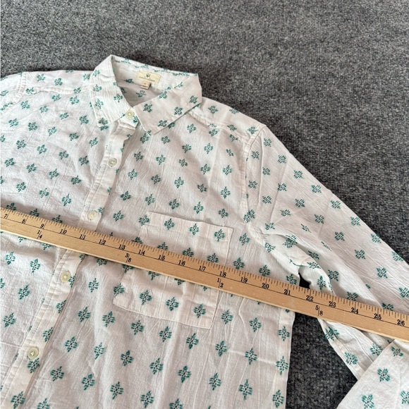 Johnny Cotton Men's White and Green Patterned Button Down shirt geometric SZ M - Picture 11 of 14
